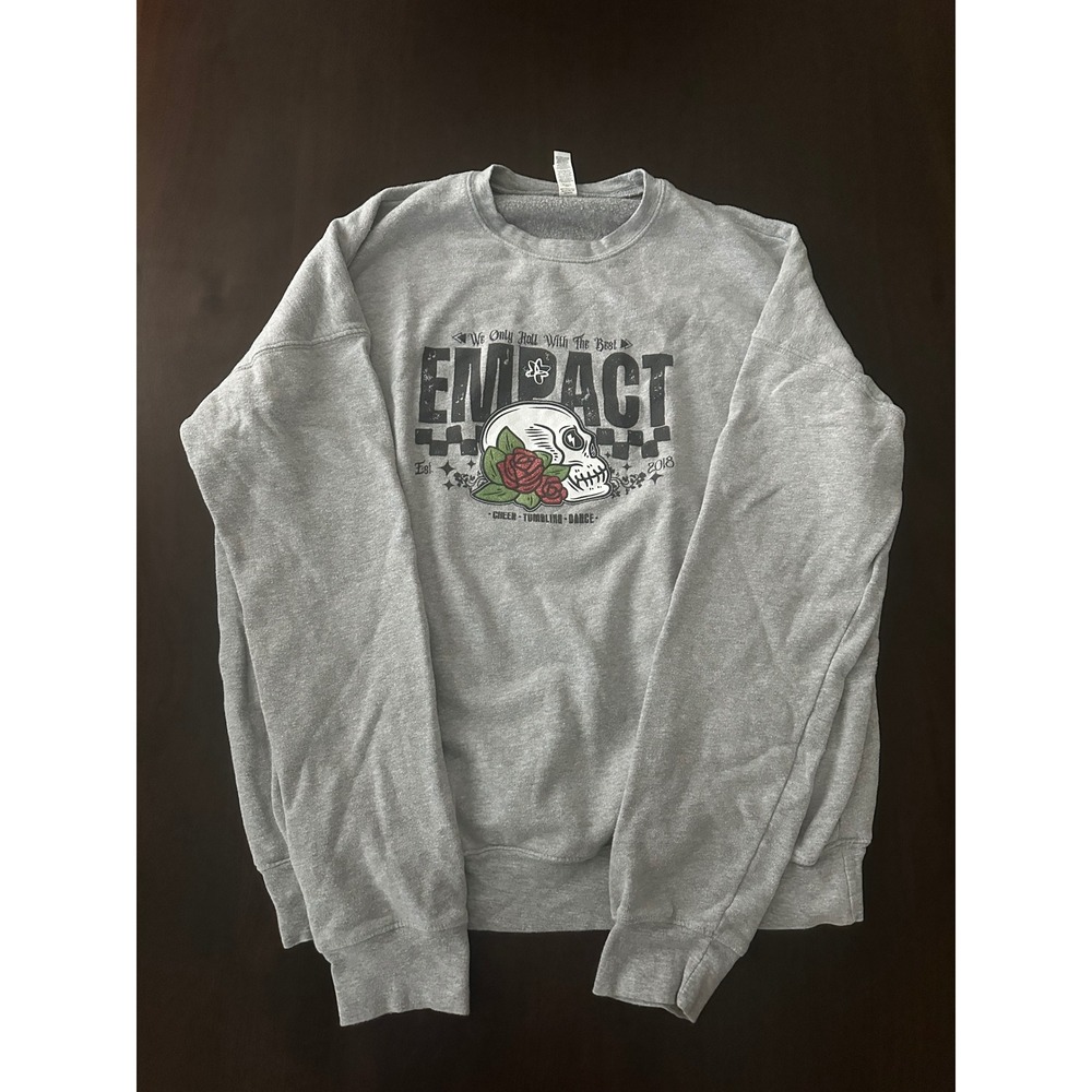 Bella Canvas Empact Cheer Tumbling Dance Skull Rose Graphic Sweatshirt Gray L